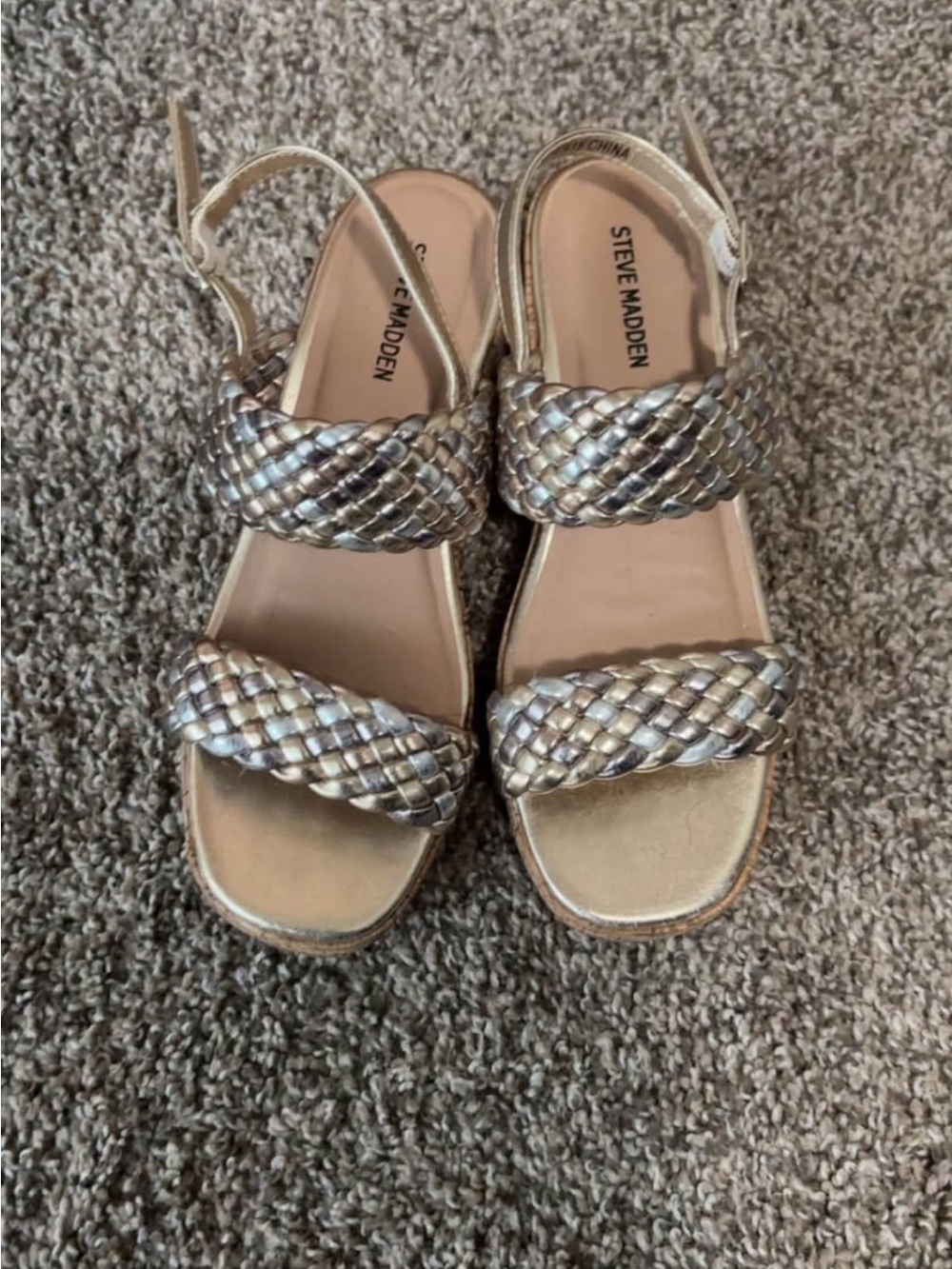Steve Madden Braided Metallic Multi-Tone Slingback Sandals